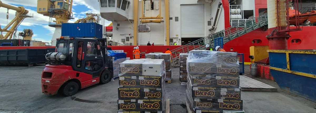 Provisions on pallets delivered alongside a vessel by Amundsen Ship Chandler
